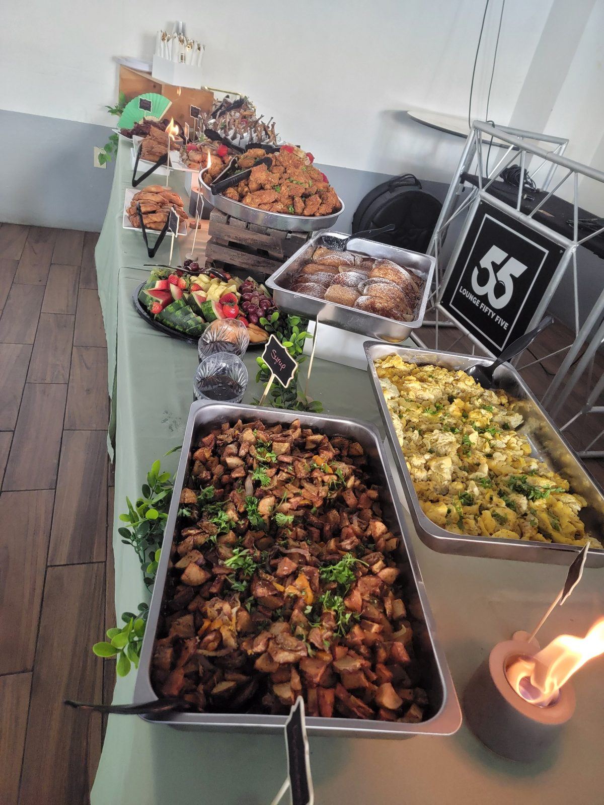 Catering pans prepared for an event